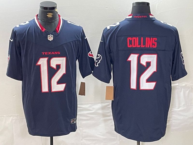 Men Houston Texans #12 Collins Blue Three generations 2025 Nike Limited NFL Jersey style 1